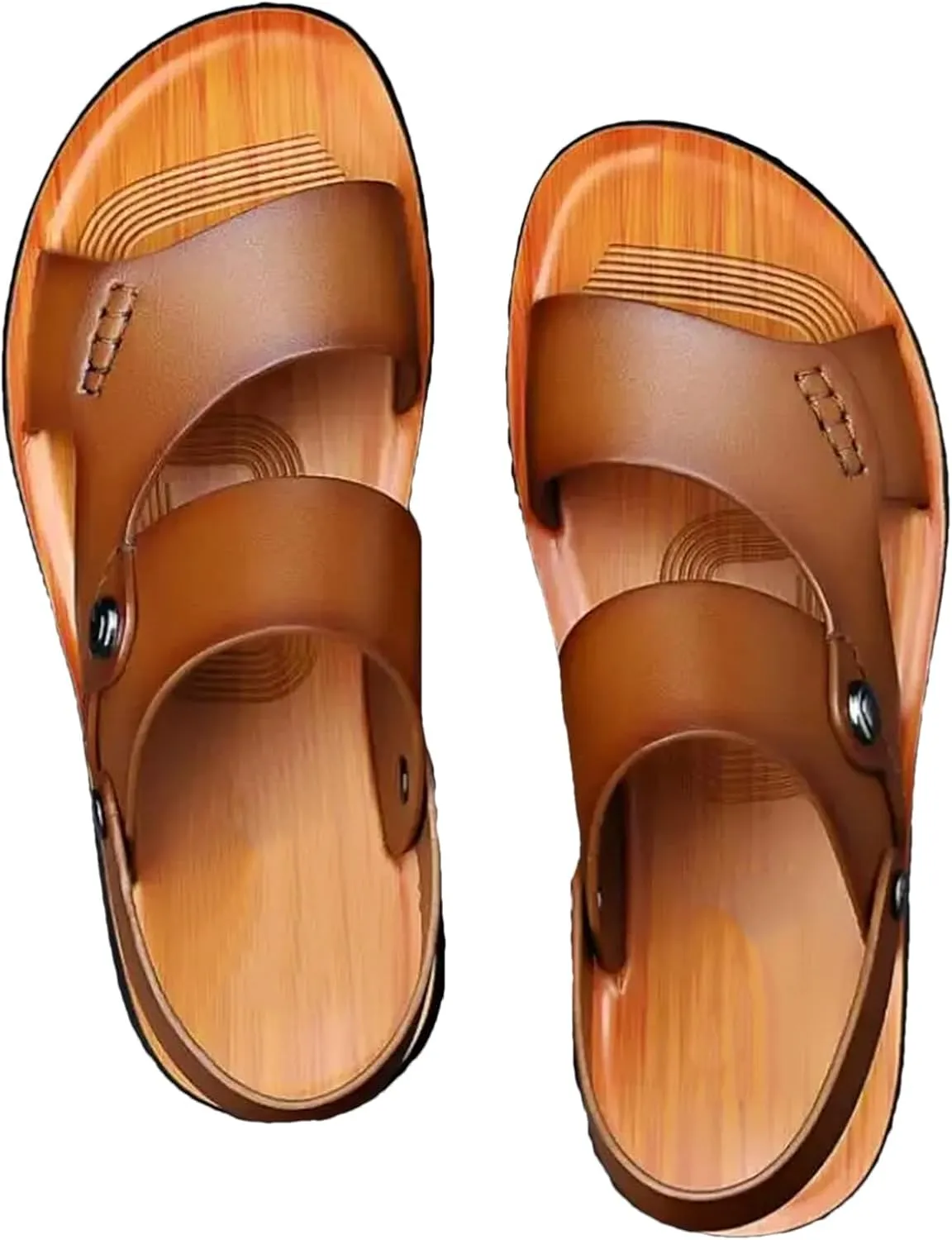 Men's Genuine Leather Sandals - Cowhide Casual Beach Slippers