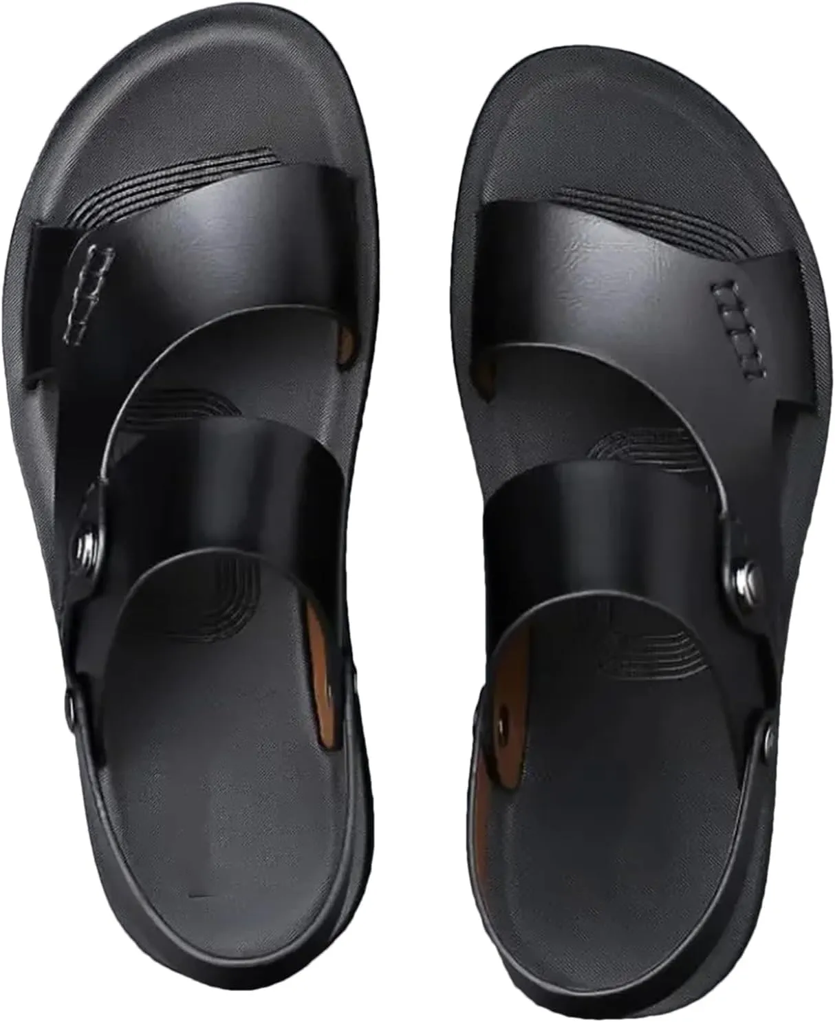 Men's Genuine Leather Sandals - Cowhide Casual Beach Slippers