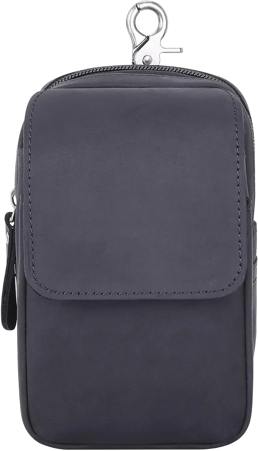Men's Genuine Leather Waist Bag Snap Button Mobile Phone Pouch Retro Outdoor Three-layer Small Hanging Bag Belt Pack