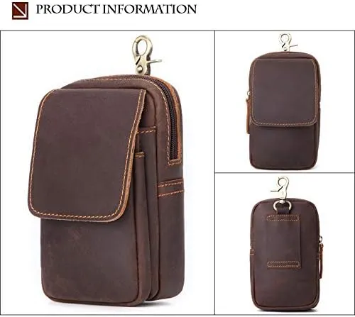 Men's Genuine Leather Waist Bag Snap Button Mobile Phone Pouch Retro Outdoor Three-layer Small Hanging Bag Belt Pack