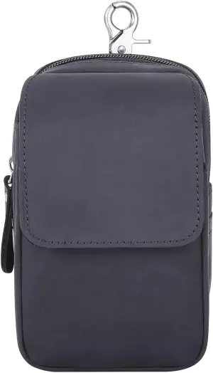 Men's Genuine Leather Waist Bag Snap Button Mobile Phone Pouch Retro Outdoor Three-layer Small Hanging Bag Belt Pack