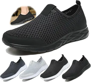 Men's Lightweight Slip-On Sneakers – Breathable Mesh Walking Shoes for Summer, Wide Fit, Easy Wear for Travel, Driving, Gym, Elderly & Daily Comfort