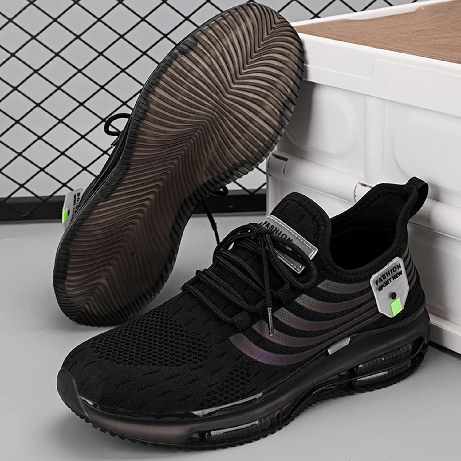 Men's Running Shoes Lightweight Non Slip Walking Shoes Trail Mesh Breathable Air Cushioning Sneakers