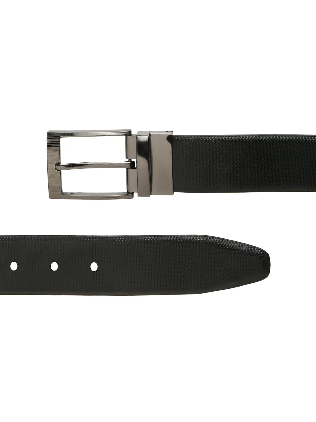 Men's Texture Formal Reversiable Black & Brown Leather Belt