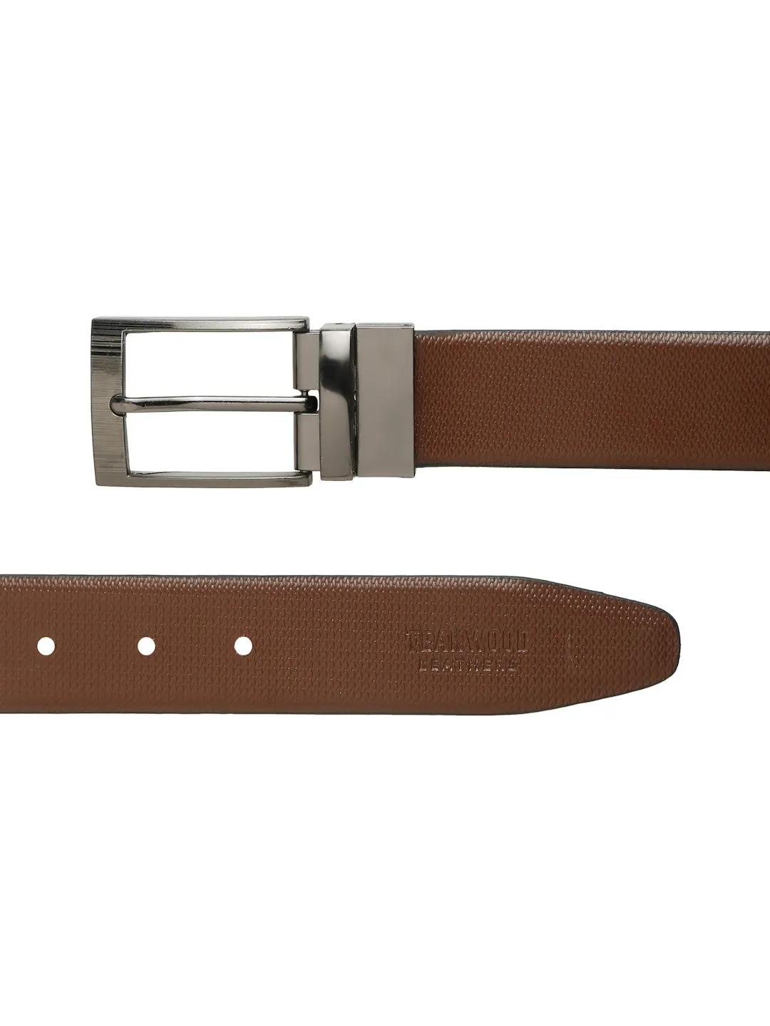 Men's Texture Formal Reversiable Black & Brown Leather Belt