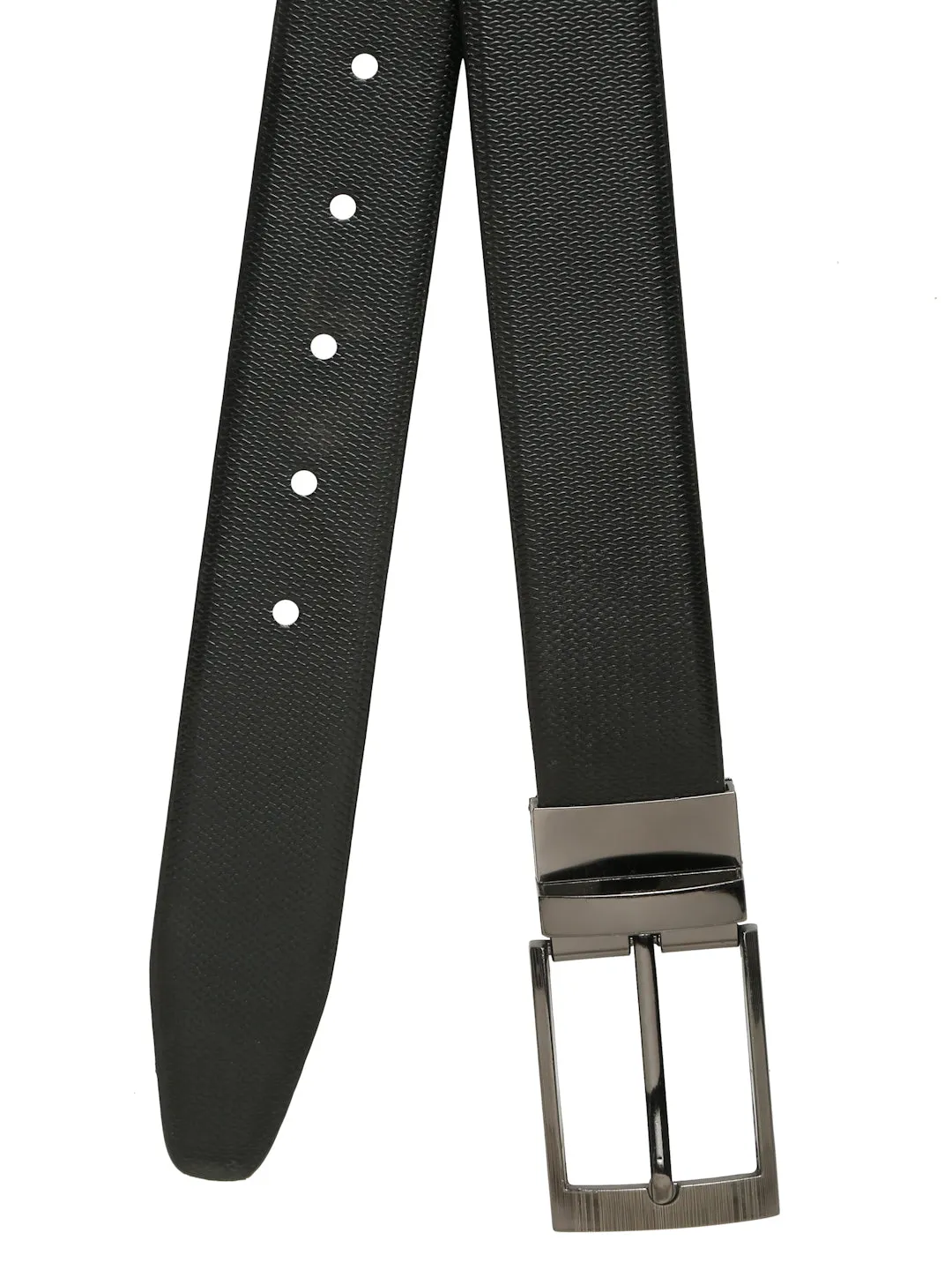 Men's Texture Formal Reversiable Black & Brown Leather Belt