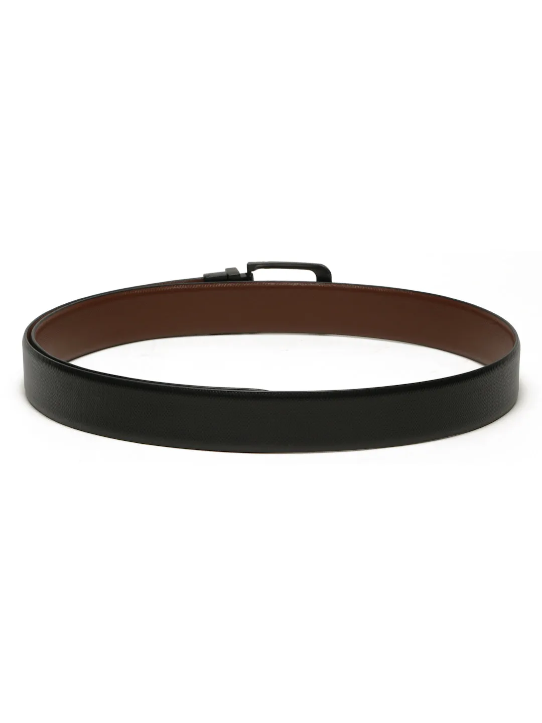 Men's Texture Formal Reversiable Black & Brown Leather Belt