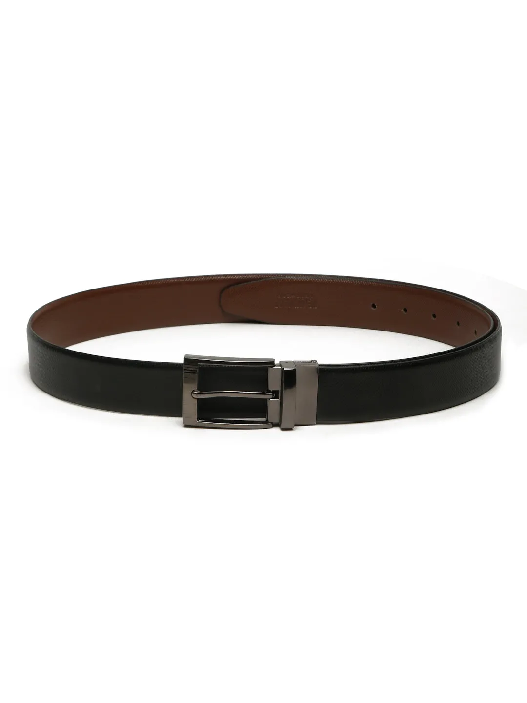 Men's Texture Formal Reversiable Black & Brown Leather Belt