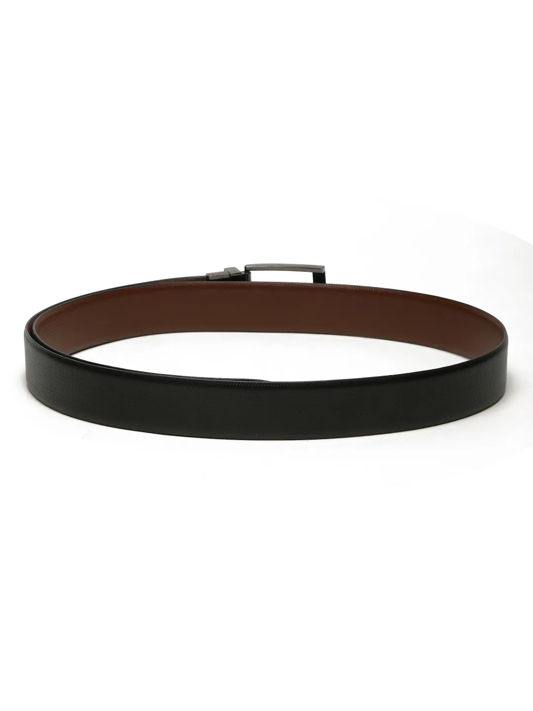 Men's Texture Formal Reversiable Black & Brown Leather Belt