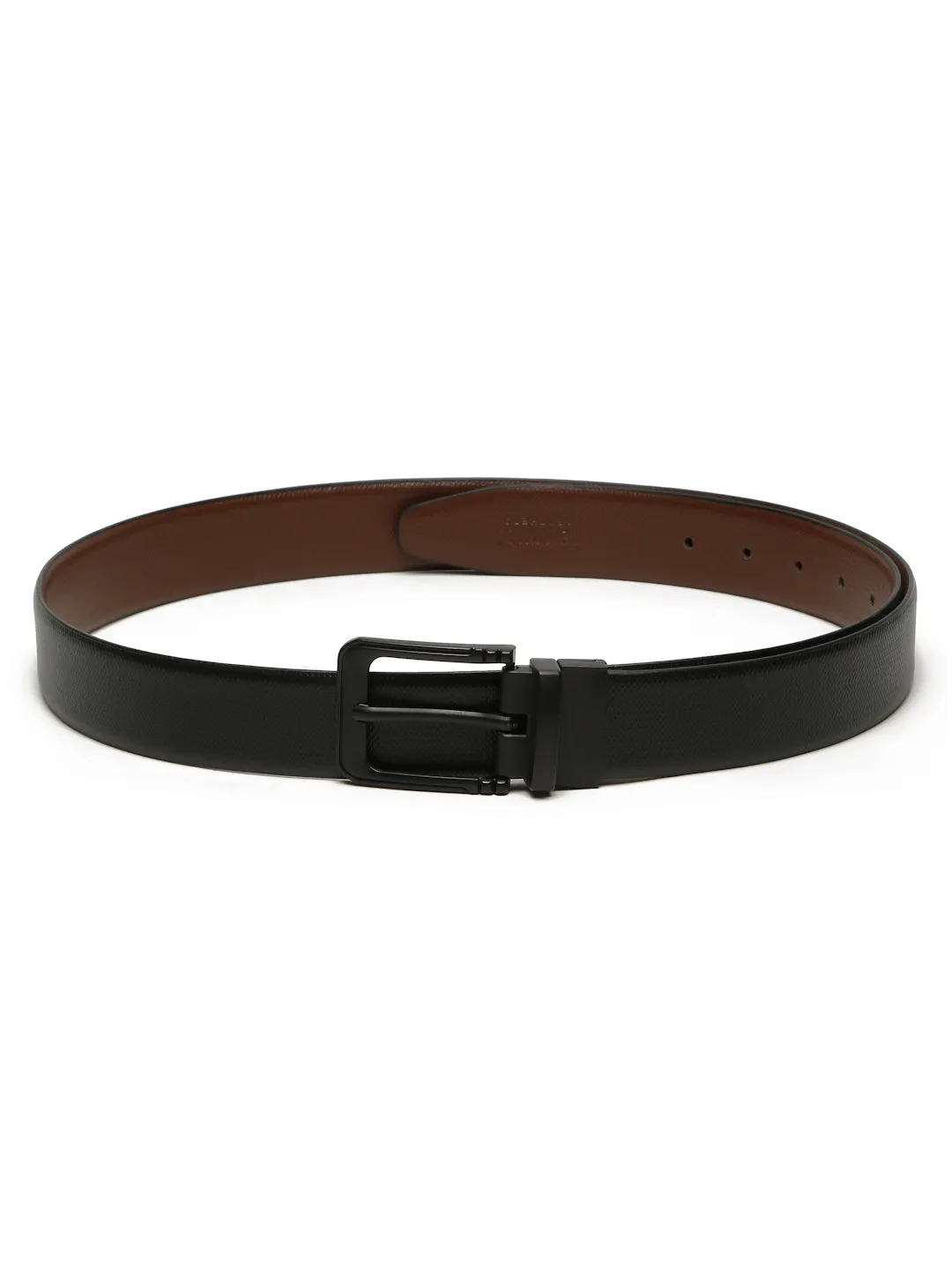 Men's Texture Formal Reversiable Black & Brown Leather Belt