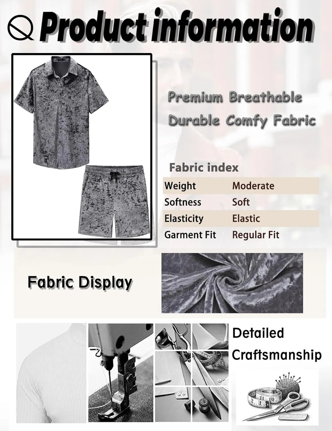 Mens Tracksuit Diamond Velvet Shirts and Shorts Set Fashion Casual 2 Piece Outfits for Men