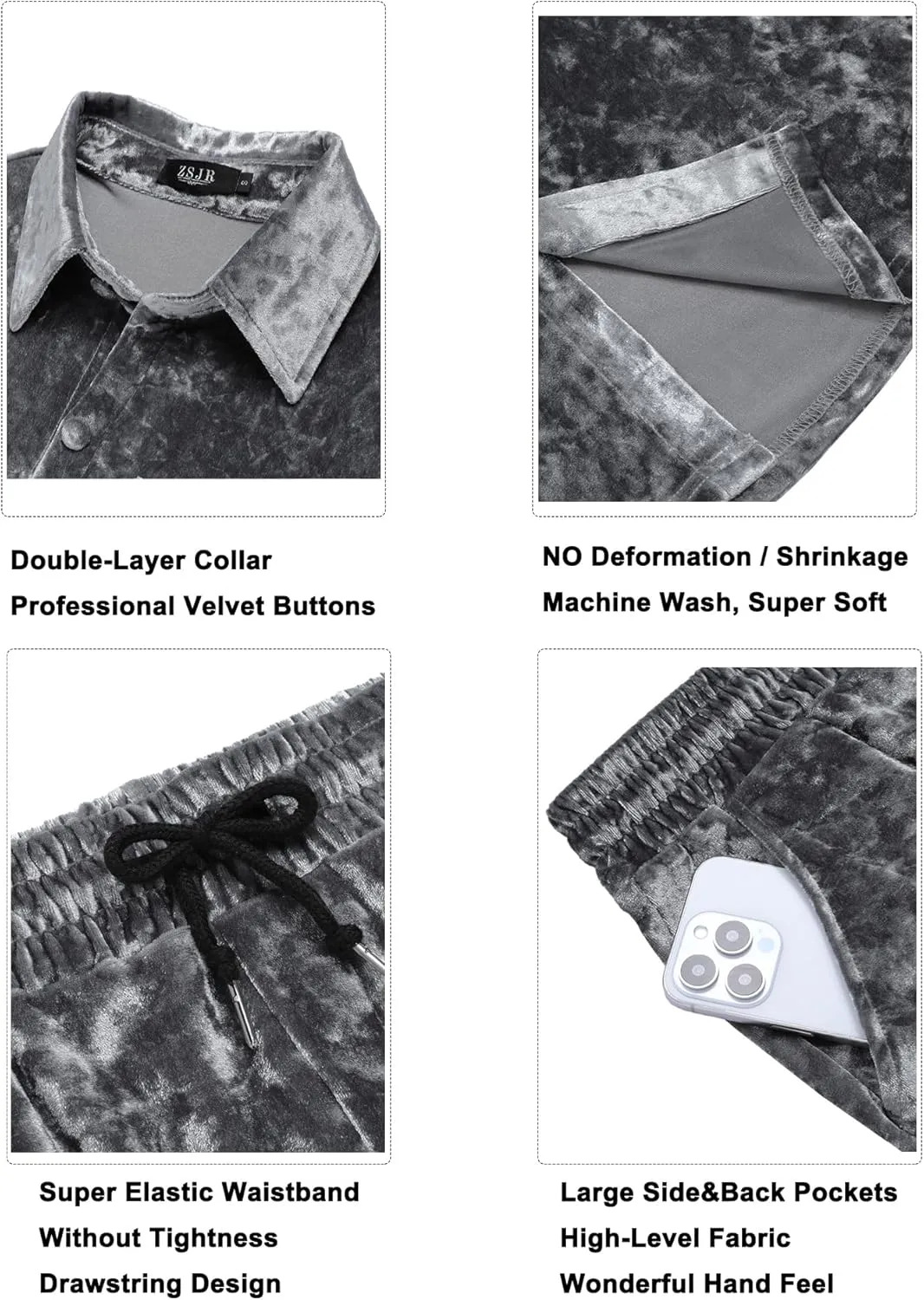 Mens Tracksuit Diamond Velvet Shirts and Shorts Set Fashion Casual 2 Piece Outfits for Men