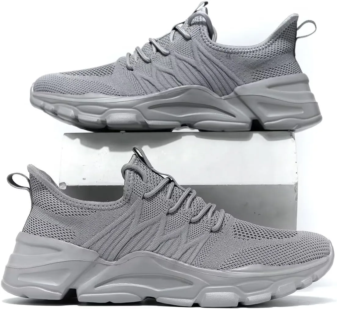 Mens Walking Shoes Running Tennis Sneakers Mesh Lightweight Breathable Trainers Casual Comfortable Soft Sole Work Gym