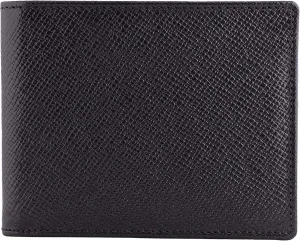 Mens Wallet Full Grain Genuine Leather Slim Minimalist Front Pocket Bifold Soft Nappa RFID Protection (Saffiano Black)