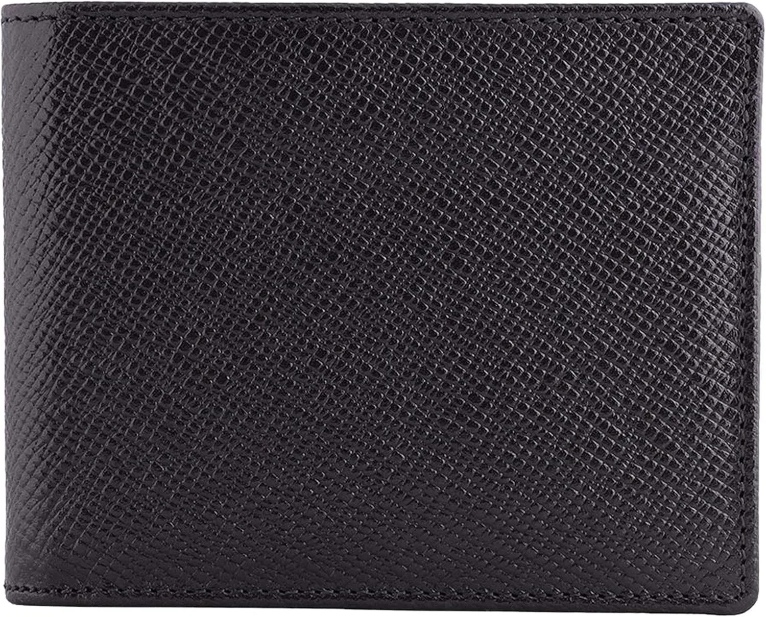 Mens Wallet Full Grain Genuine Leather Slim Minimalist Front Pocket Bifold Soft Nappa RFID Protection (Saffiano Black)