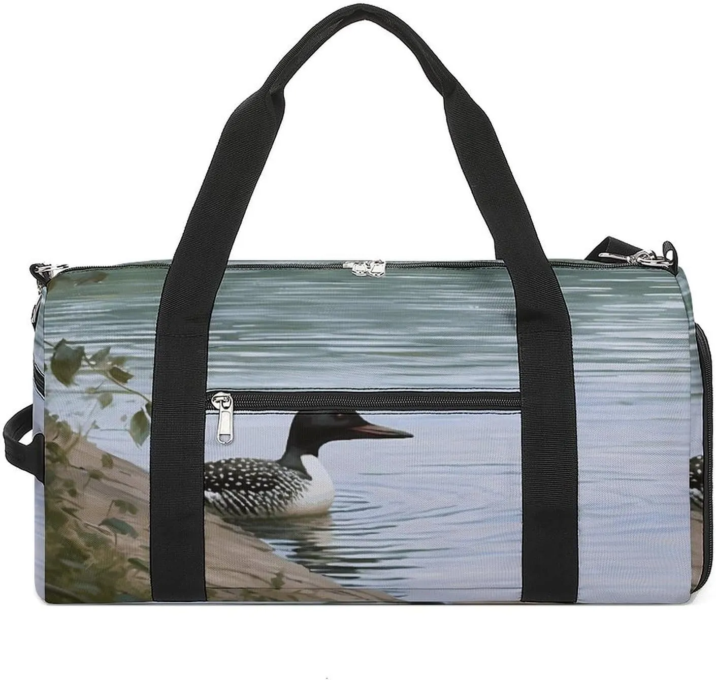 Mens Womens Gym Bag, Loon Nature Birds Print Duffle Bags,travel Gym Duffle Bag,garment Duffle Bag,gym Bag with Shoe Compartment
