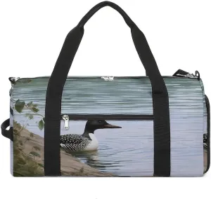 Mens Womens Gym Bag, Loon Nature Birds Print Duffle Bags,travel Gym Duffle Bag,garment Duffle Bag,gym Bag with Shoe Compartment
