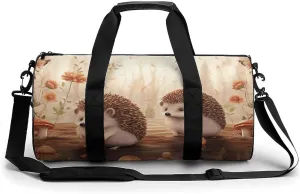 Mens Womens Gym Bag, Nature Lovely Hedgehog Lovers Print Duffle Bags,travel Gym Duffle Bag,garment Duffle Bag,gym Bag with Shoe Compartment