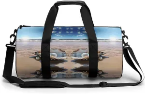 Mens Womens Gym Bag, Ocean Beach Mussel Pearl Print Duffle Bags,travel Gym Duffle Bag,garment Duffle Bag,gym Bag with Shoe Compartment