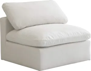 Meridian Furniture 602Cream-Armless Plush Collection Contemporary Down Filled Comfort Overstuffed Velvet Upholstered Modular Component Armless Cream