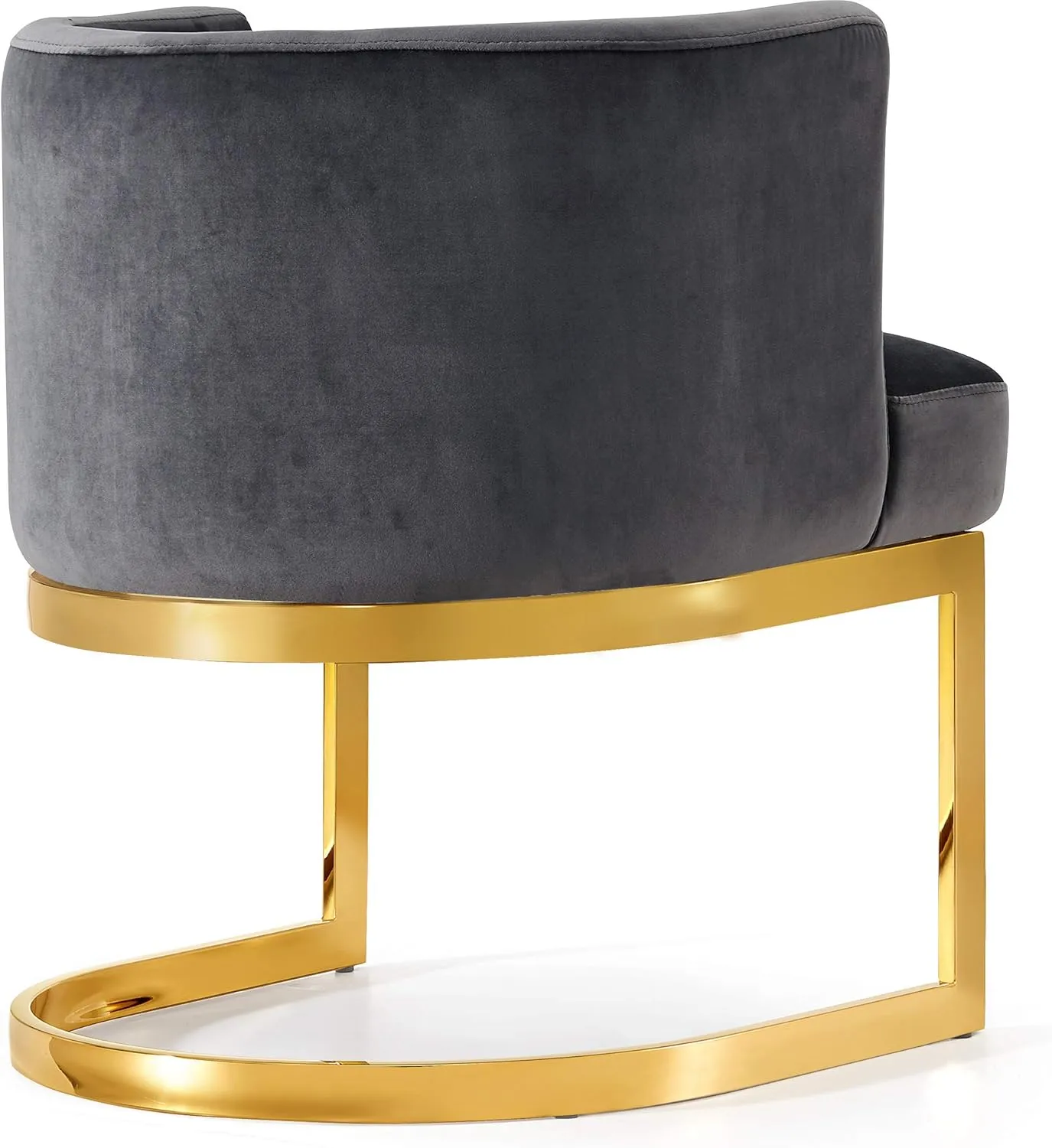 Meridian Furniture Gianna Collection Modern | Contemporary Velvet Upholstered Dining Chair with Polished Gold Metal Frame, 24" W x 22" D x 29.5" H, Grey