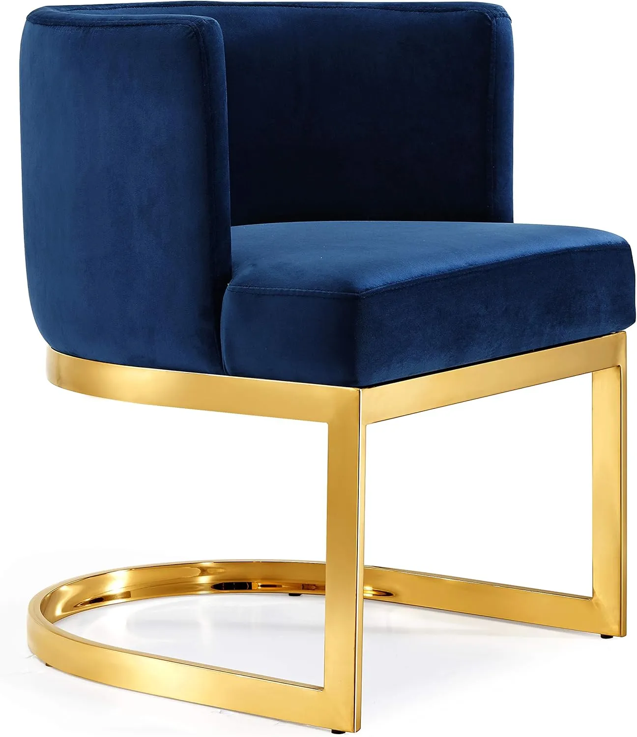 Meridian Furniture Gianna Collection Modern | Contemporary Velvet Upholstered Dining Chair with Polished Gold Metal Frame, 24" W x 22" D x 29.5" H, Navy