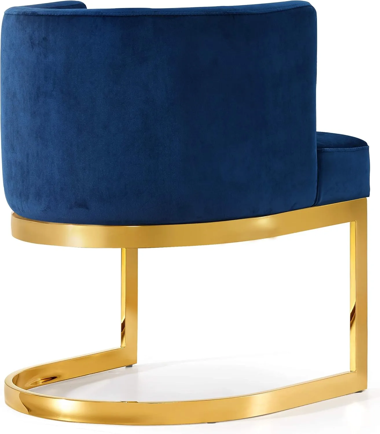 Meridian Furniture Gianna Collection Modern | Contemporary Velvet Upholstered Dining Chair with Polished Gold Metal Frame, 24" W x 22" D x 29.5" H, Navy