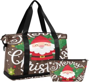 Merry Christmas Cartoon Dwarfs Luggage Travel Bag Travel Weekender Gear Bag with Toiletry Bag for Workout Foldable