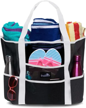 Mesh Sand Free Bag - Strong Lightweight Bag For Beach & Vacation Essentials. Tons of Storage!