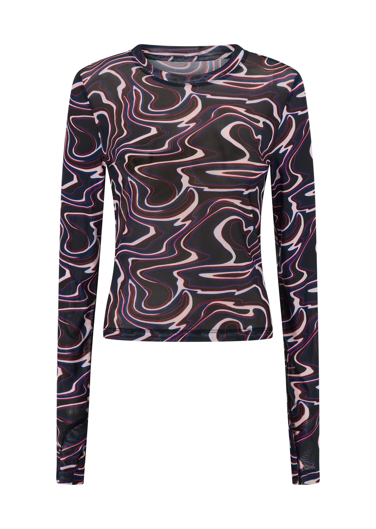 Meta Luminous Long Sleeve Mesh Top
