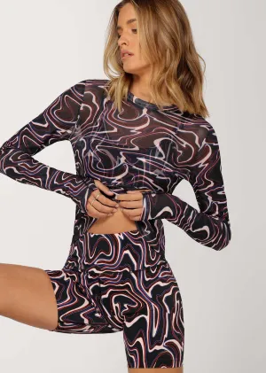 Meta Luminous Long Sleeve Mesh Top