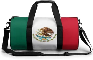 Mexican Flag Sports Duffel Bag for Women Men with Wet Pocket Gym Bag