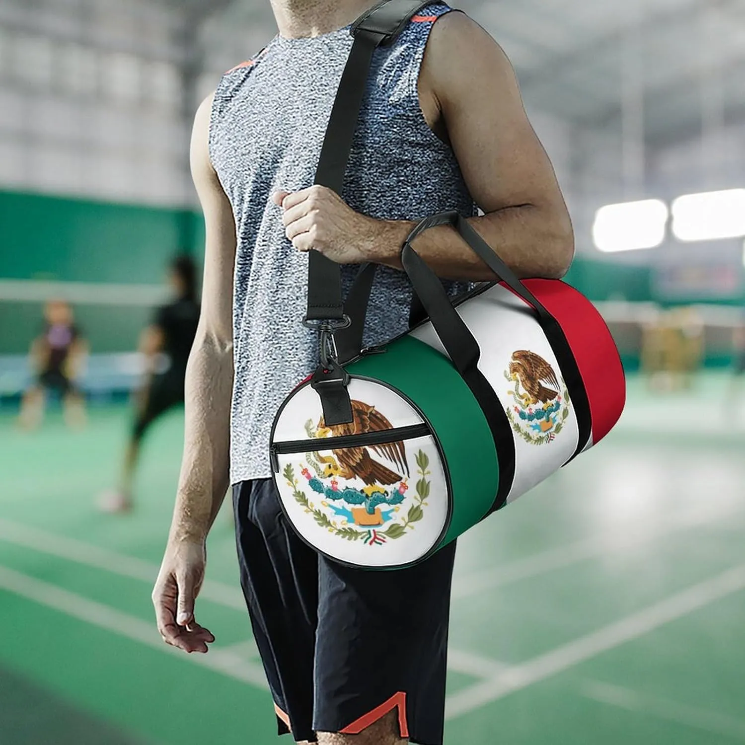 Mexican Flag Sports Duffel Bag for Women Men with Wet Pocket Gym Bag