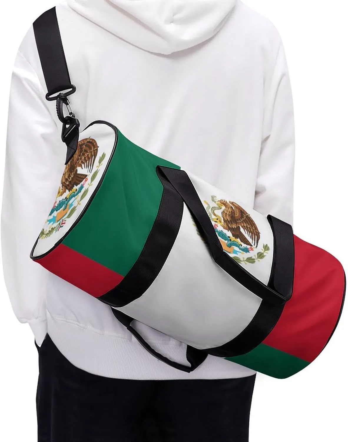 Mexican Flag Sports Duffel Bag for Women Men with Wet Pocket Gym Bag