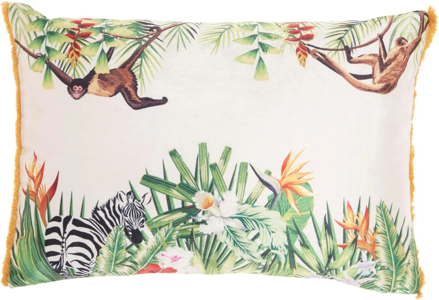 Mina Victory Life Styles Velvet Jungle Multicolor 14" x 20" Throw Pillow
