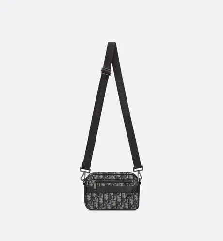 Mini Safari Bag with Strap • Beige and Black Dior Oblique Jacquard
