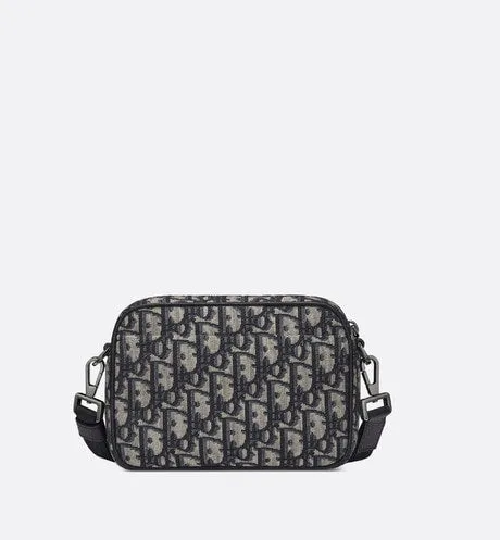 Mini Safari Bag with Strap • Beige and Black Dior Oblique Jacquard