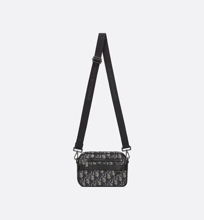 Mini Safari Bag with Strap • Beige and Black Dior Oblique Jacquard