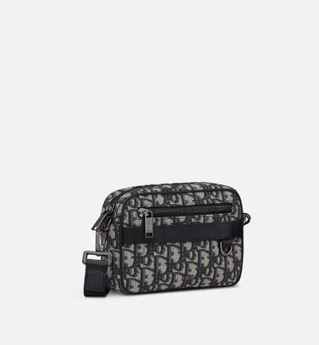 Mini Safari Bag with Strap • Beige and Black Dior Oblique Jacquard