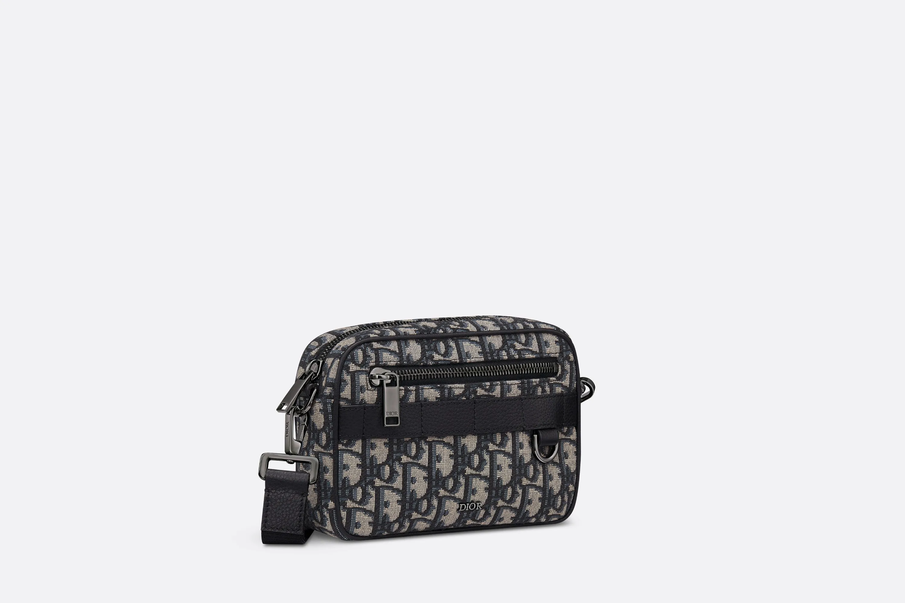 Mini Safari Bag with Strap • Beige and Black Dior Oblique Jacquard