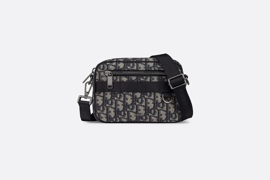 Mini Safari Bag with Strap • Beige and Black Dior Oblique Jacquard