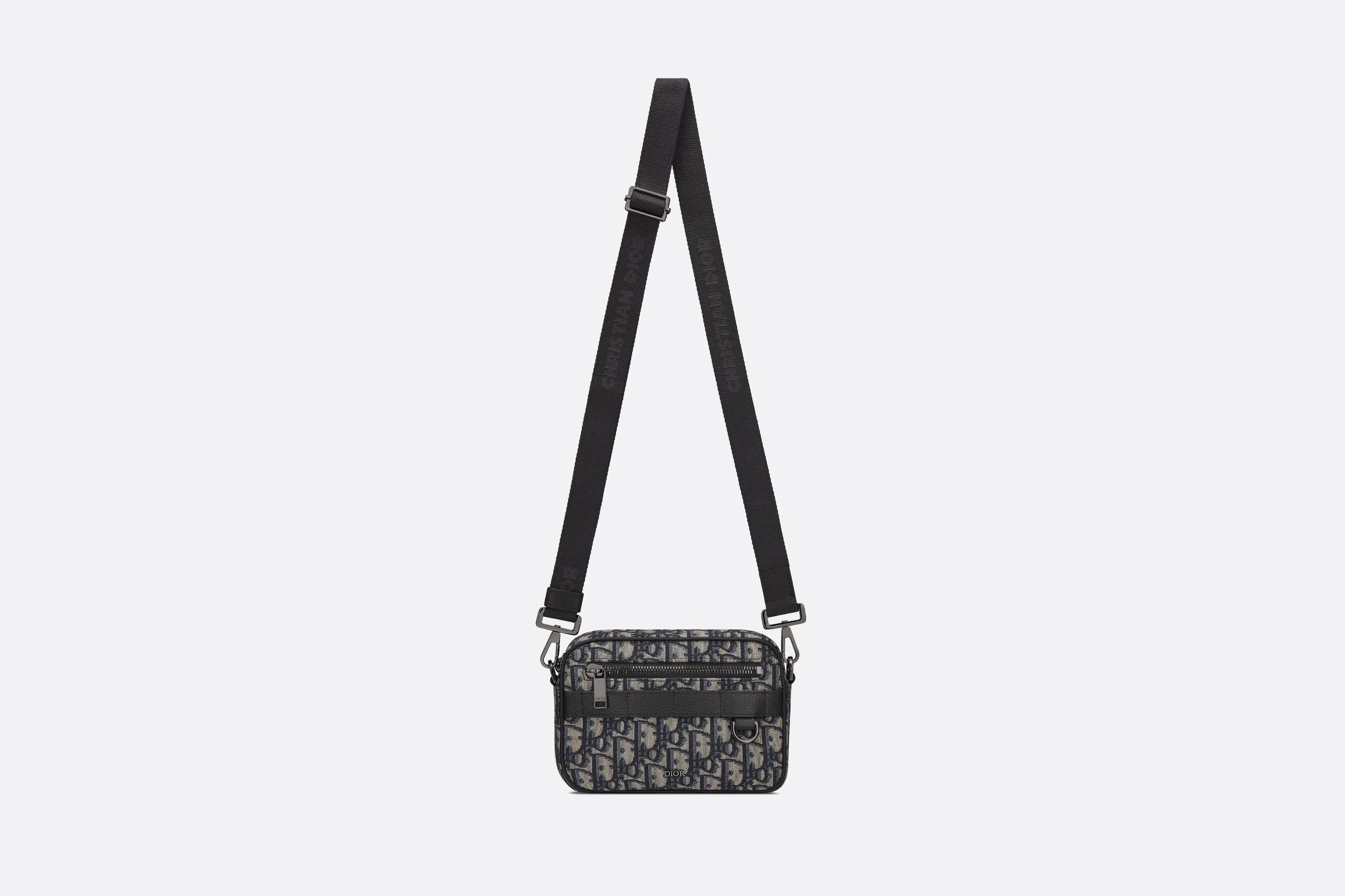 Mini Safari Bag with Strap • Beige and Black Dior Oblique Jacquard