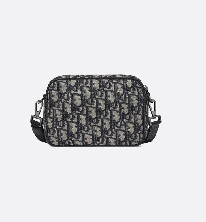 Mini Safari Bag with Strap • Beige and Black Dior Oblique Jacquard