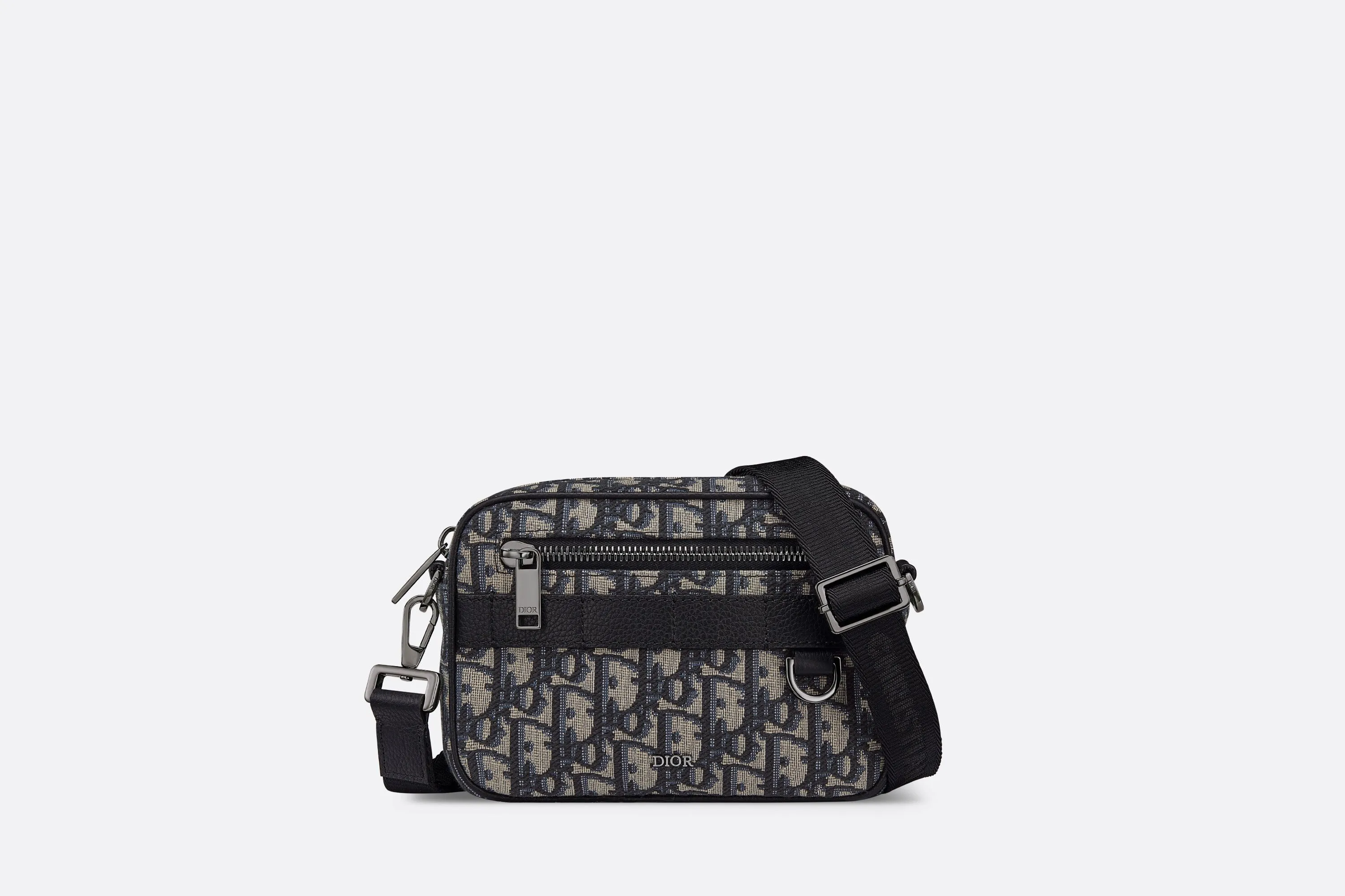 Mini Safari Bag with Strap • Beige and Black Dior Oblique Jacquard