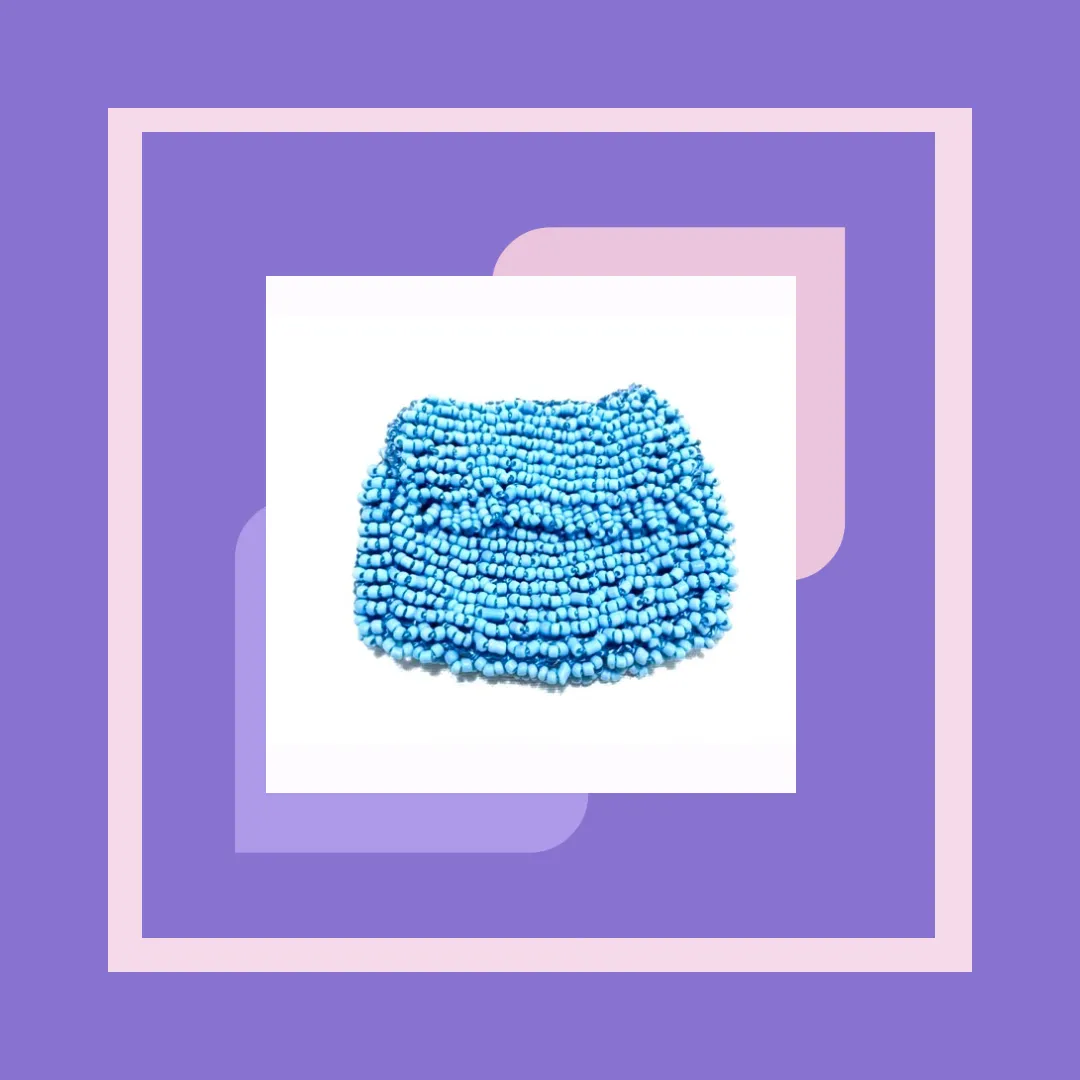 Miniature Beaded Bag Collection Handmade 'Blue Skies' Bag in a variety of colours Blue, Gold, Orange, Red, Yellow, Brown, Black, Green, Pink, Purple,