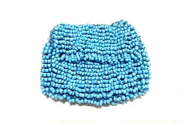 Miniature Beaded Bag Collection Handmade 'Blue Skies' Bag in a variety of colours Blue, Gold, Orange, Red, Yellow, Brown, Black, Green, Pink, Purple,