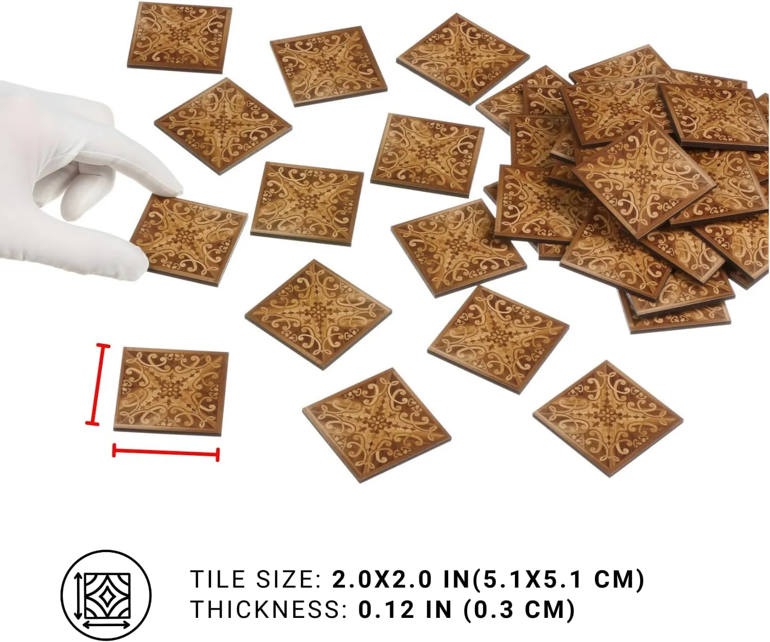 Miniature Dollhouse Floor Tiles – 45 PCS – Imitation Wood Parquet Design – 1:12 & 1:6 Scale – Parquet-Style Tiles for DIY Dollhouse Flooring - REDUCIO! (Royal Amber)