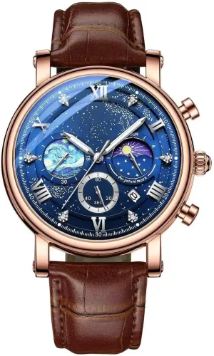 MINILUJIA 50M Waterproof Men World Map Watches Creative Starry Universe Earth Globe Moon Sun Rotating Eye-catching Personalized Cool Unique Mens Watches