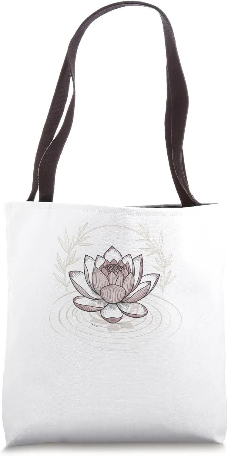 Minimalist Lotus Flower Garden Pond Gardening Floriculture Tote Bag