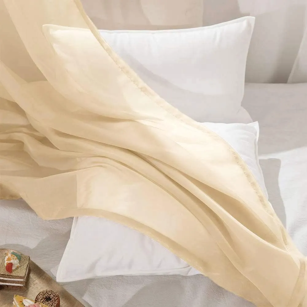 MIULEE 2 Panels Solid Color Sheer Curtains 63 Inch Length Elegant Grommet Window Voile Panels/Drapes/Treatment for Bedroom Living Room W54 x L63 Inch, Cream Beige